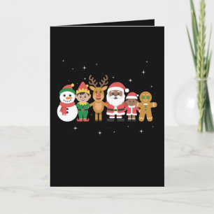 Christmas Black Family Afro African American Santa Card