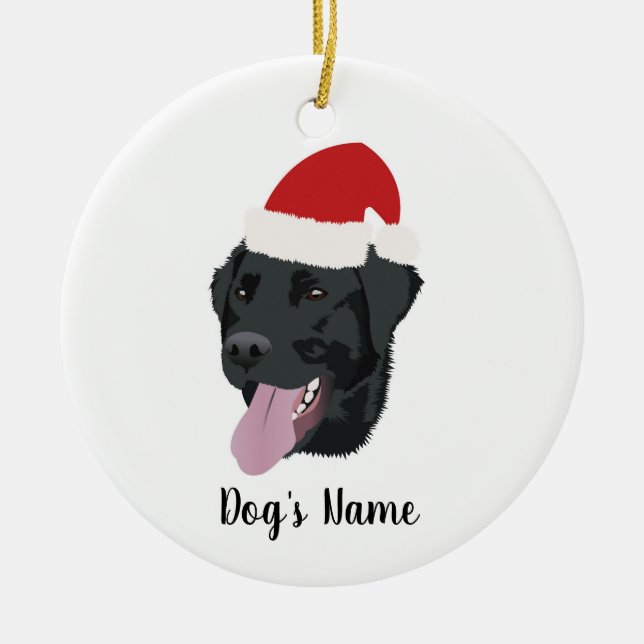 Christmas Black Lab Ceramic Ornament (Front)