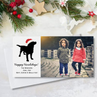 Christmas Black Lab Dog wearing Santa Claus Hat