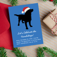 Christmas Black Lab Dog wearing Santa Claus Hat