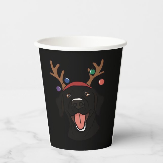 Christmas Black Lab Essential T-Shirt Paper Cups (Front)