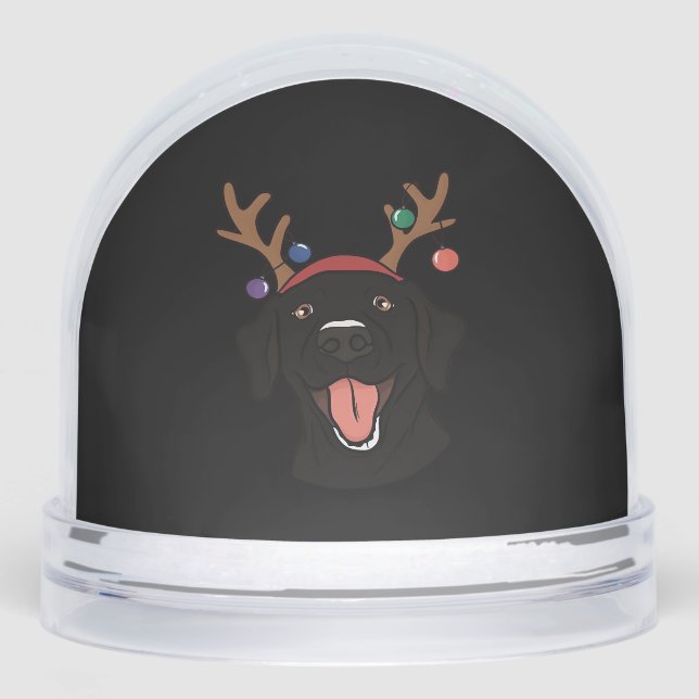 Christmas Black Lab Essential T-Shirt Snowglobe (Front)