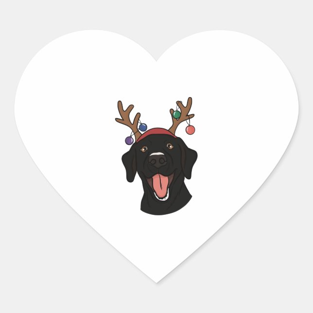 Christmas Black Lab   Heart Sticker (Front)