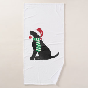 Christmas Black Lab Holiday Dog  Bath Towel
