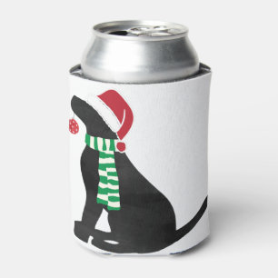 Christmas Black Lab Holiday Dog Can Cooler