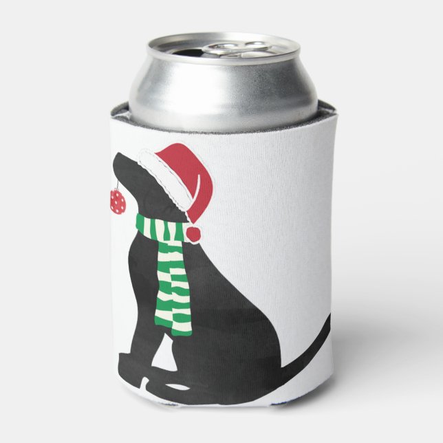 Christmas Black Lab Holiday Dog  Can Cooler (Can Front)