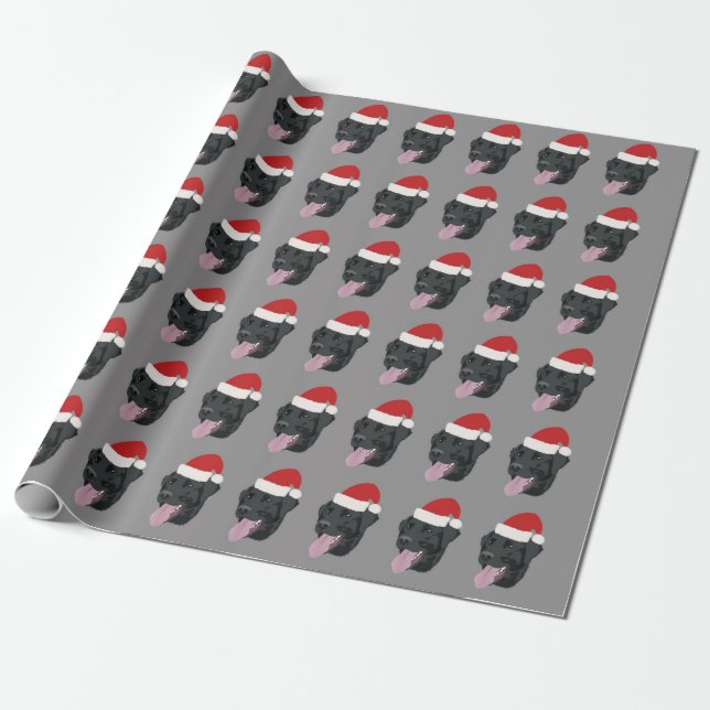 Christmas Black Lab Wrapping Paper (Unrolled)