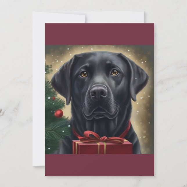 Christmas Black Labrador  ,  Dog lover gift  T-Shi Holiday Card (Front)