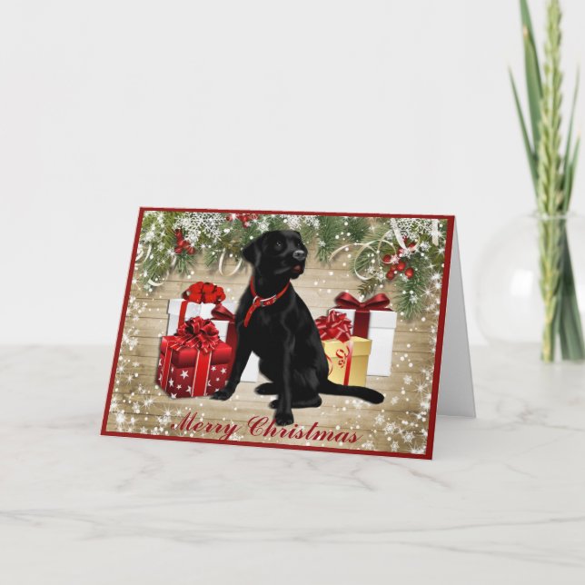 CHRISTMAS BLACK LABRADOR HOLIDAY CARD (Front)