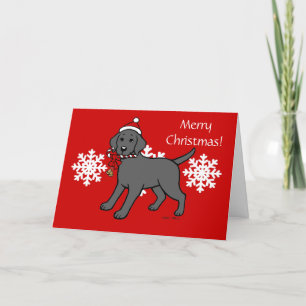 Christmas Black Labrador Puppy Candy Cane Holiday Card