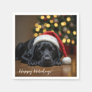 Christmas Black Labrador Retriever Napkin