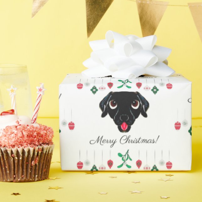 Christmas Black Labrador Retriever  Wrapping Paper (Birthday Party)