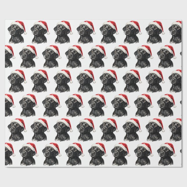 Christmas Black Labrador  Wrapping Paper (Flat)
