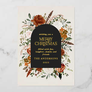 Christmas black non photo elegant stag foil holida holiday card