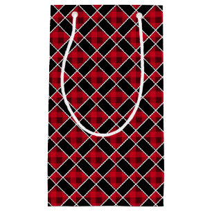 Christmas black & red checkered small gift bag