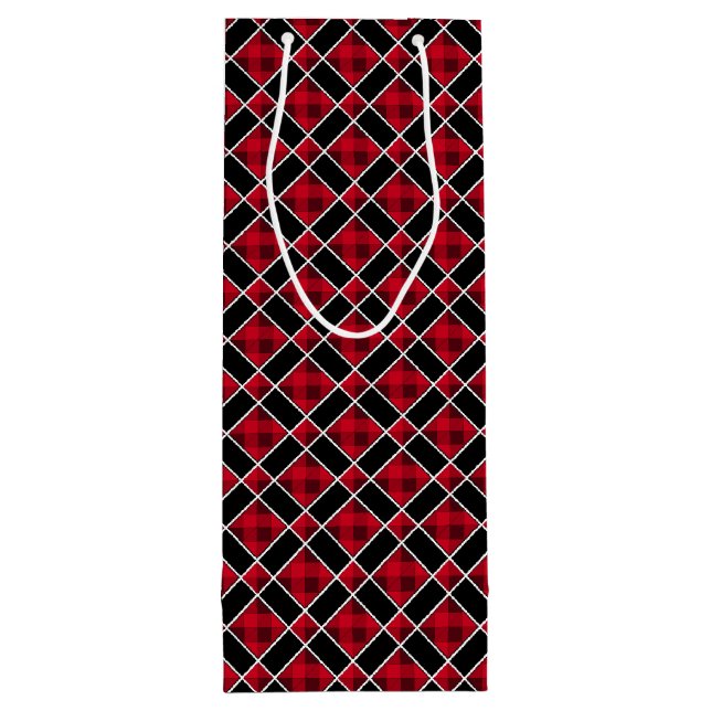 Christmas black & red chequered wine gift bag (Back)