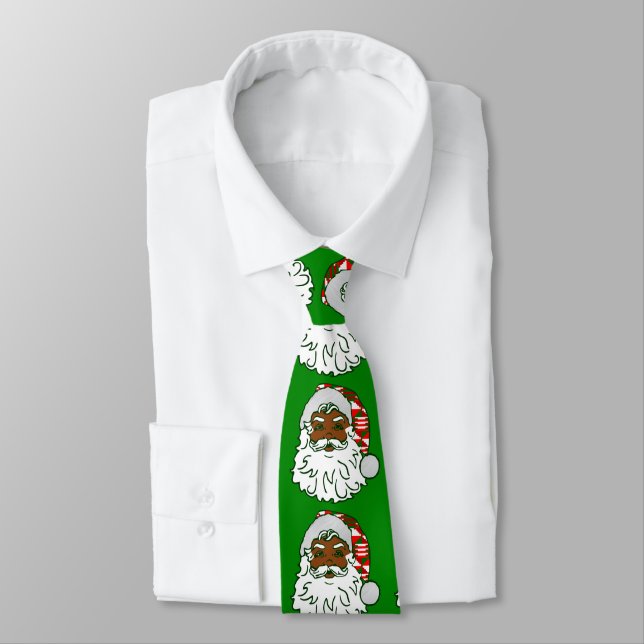 christmas black santa claus kwanzaa kente tie (Tied)