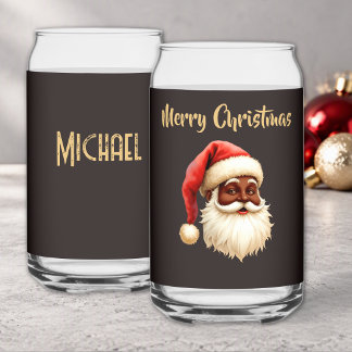 Christmas Black Santa Claus Licorice-Colour Wrap Can Glass