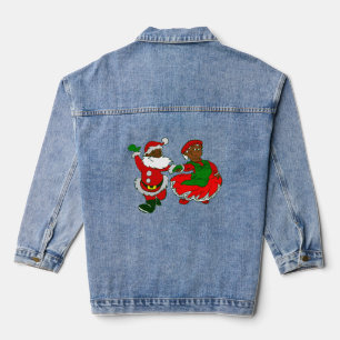 christmas black santa claus wife denim jacket