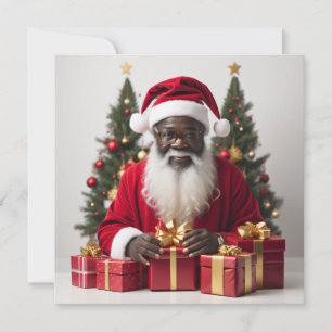 christmas black santa Holiday Card