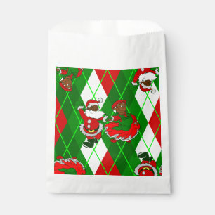 christmas black santa wife plaid favour bag