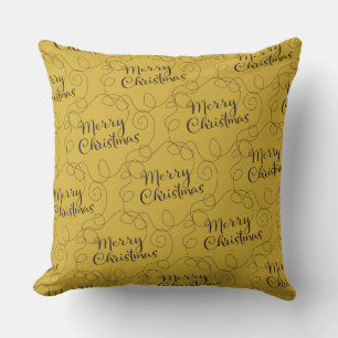 CHRISTMAS black seamless pattern with LINES Throw Pillow