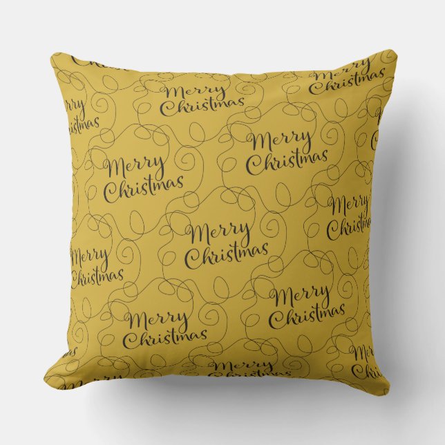 CHRISTMAS black seamless pattern with LINES Throw Pillow (Front)