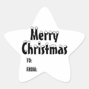 Christmas black white blank to from cute star sticker