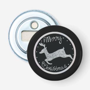 Christmas black white hand painted snow bottle opener