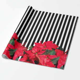 black and white flowers wrapping paper