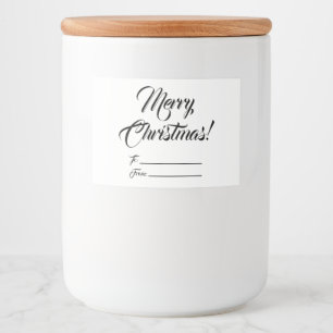 Christmas black white to from blank script elegant food label