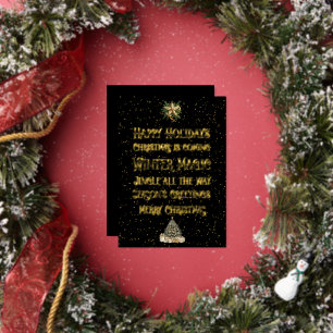 Christmas Black with Gold Word Art Gold Foil Holiday Card