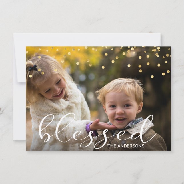 Christmas Blessed Gold Confetti Overlay PHOTO (Front)