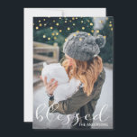 Christmas Blessed Gold Confetti Overlay PHOTO<br><div class="desc">Lovely Christmas / Hanukkah / Thanksgiving Holiday family photo card with script topography white letters with wording BLESSED. Perfect to send out during the thanksgiving or Christmas season.</div>