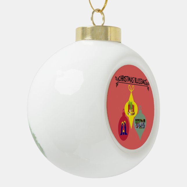 Christmas Blessing  Ceramic Ball Christmas Ornament (Left)