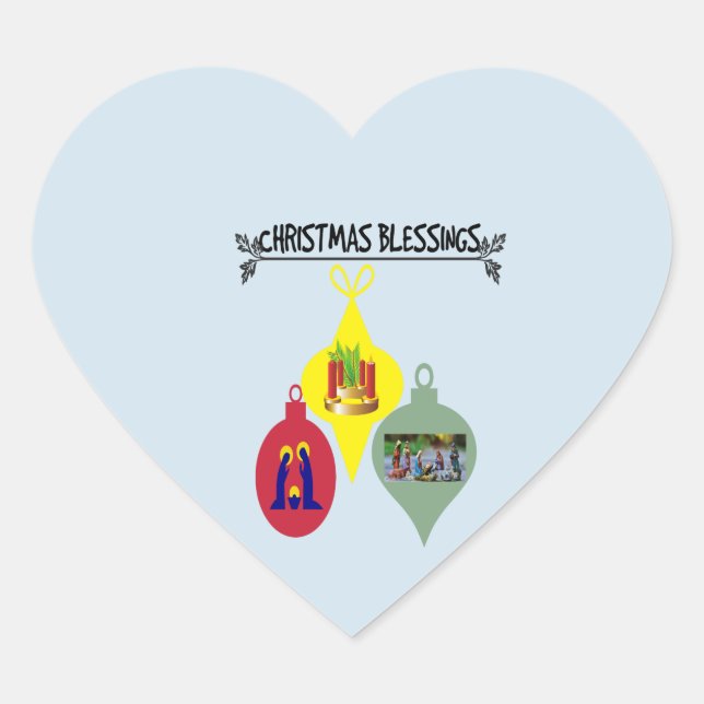 Christmas Blessing Heart Sticker (Front)
