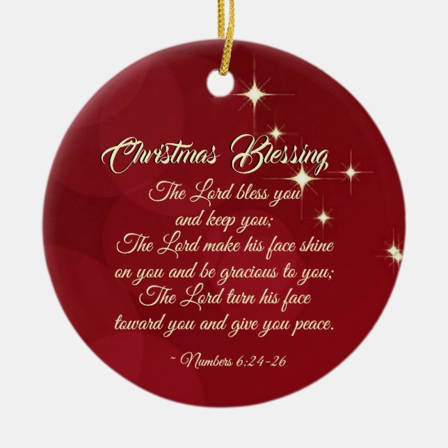 Christmas Blessing Lord Bless You Numbers 6:24-26 Ceramic Ornament (Front)