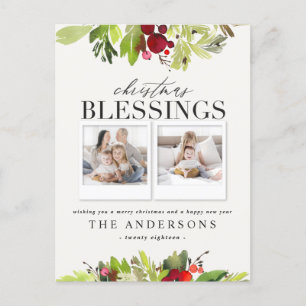Christmas blessing multi photo foliage holiday postcard