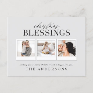 Christmas blessing multi photo holiday postcard