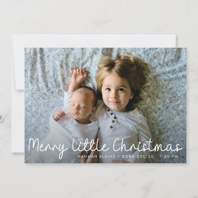 christmas blessing script birth announcement card (Front)