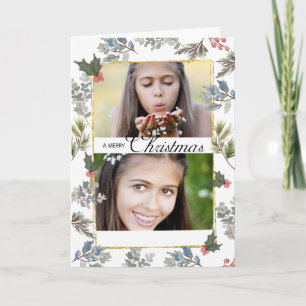 Christmas Blessings 2 Photo Card Soft Watercolor