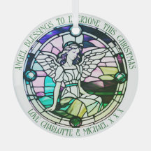 Christmas Blessings Angel Green Stained