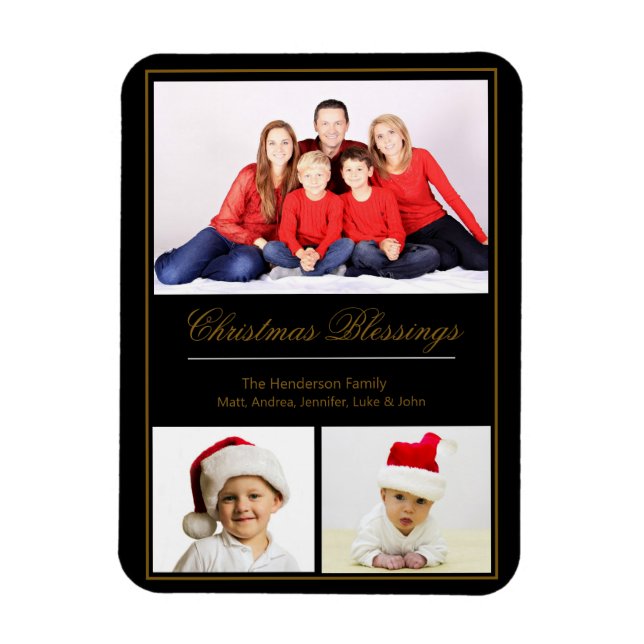 Christmas Blessings Custom Family Photo Magnet (Vertical)