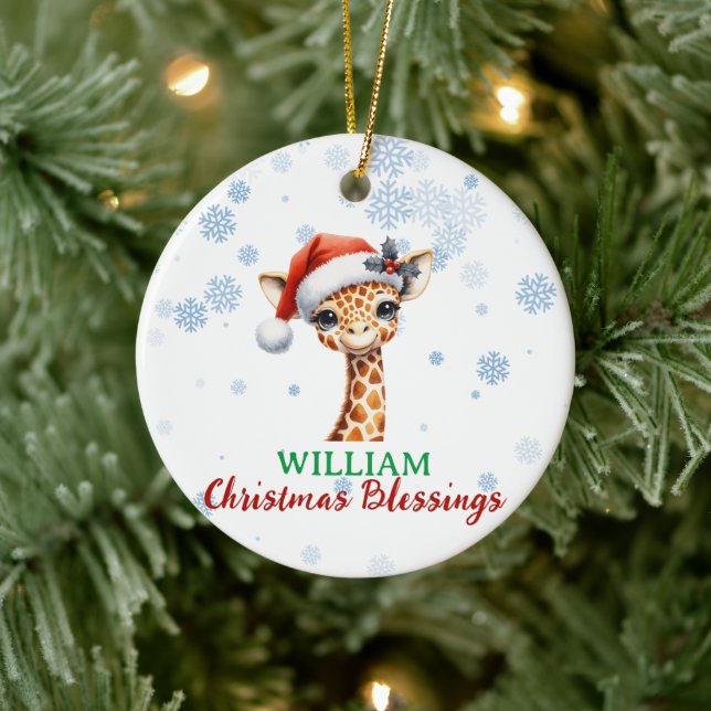 Christmas Blessings cute Giraffe baby Ornament (Tree)