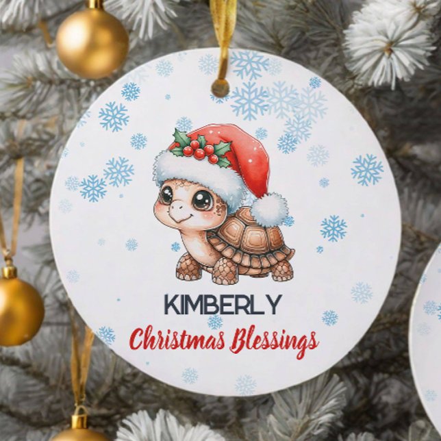 Christmas Blessings cute Turtle Ornament (Creator Uploaded)