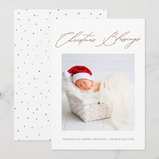 Christmas Blessings Festive Dots Carte de vacances (Devant / Derrière)