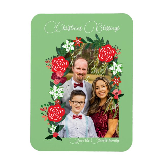 Christmas Blessings Floral Magnet (Vertical)