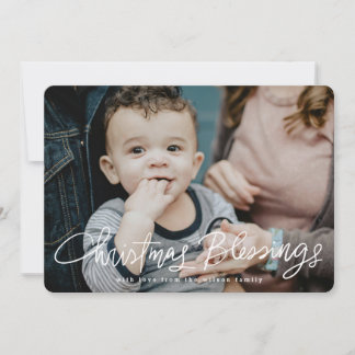 Christmas Blessings Hand Lettered Religious Holiday Card