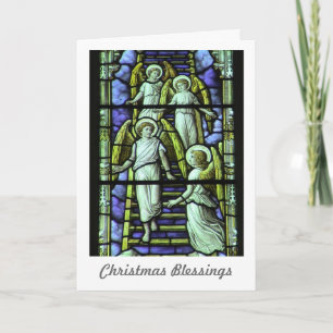 Christmas Blessings Holiday Card with Angels