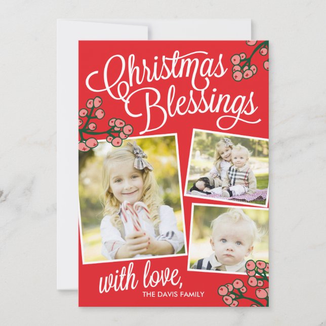 Christmas Blessings Holiday Photo Cards (Front)
